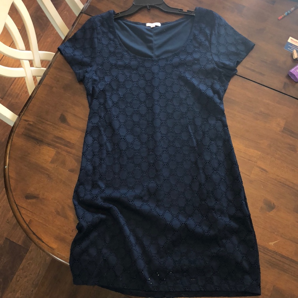 Isaac Mizrahi Navy Blue Short Sleeve Dress